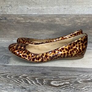 J. Crew sz 7 Tortoise Cece Patent Leather Ballet Flats Leopard Italy 49254 Sz 7